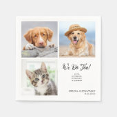Custom 3 Photo Collage Unieke Pet Dog Cat Wedding Servet (Voorkant)