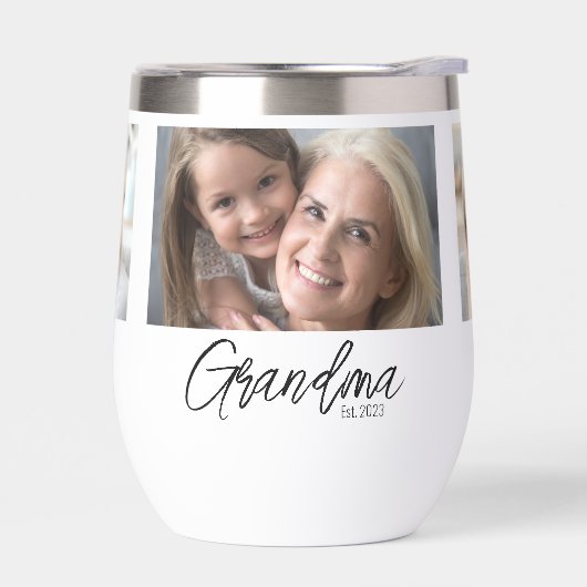 Custom 3 Photo Grandma Established Year (Gauche)