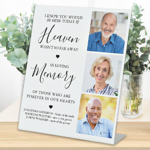 Custom 3 Photo Heaven Remembrance Wedding Memorial Reclamebord Met Voetstuk