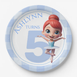 Custom 3D Cute Blue Ballerina Girls Birthday |  Papieren Bordje