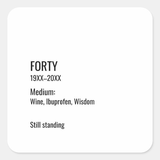 Custom 40th Birthday Funny Museum Label Chic (Voorkant)