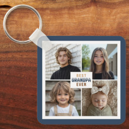 Custom 4 Photo Collage Best Grandpa Ever Sleutelhanger