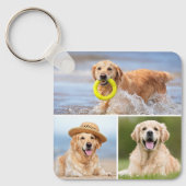 Custom 4 Photo Collage Modern Pet Puppy Hondenlief Sleutelhanger (Voorkant)