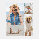 Custom 4 Photo Collage Personalized Cozy Fleece Deken (Voorkant)