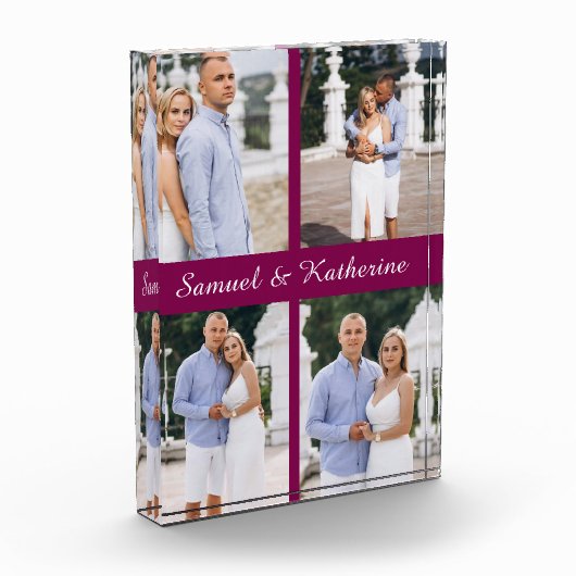 Custom 4 Photo Collage Script Name Acrylic Block Fotoblokken (Links)