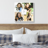 Custom 4 Photo Collage with Monogram and Name Canvas Afdruk (Insitu (Slaapkamer))