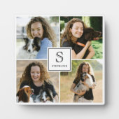 Custom 4 Photo Collage with Monogram and Name Fotoplaat (Voorkant)