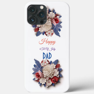 Custom 4th of July: 3D Patriottische Bloemen iPhone 13 Pro Max Hoesje