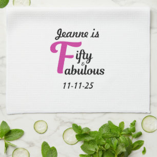 Custom 50 en Fabulous Happy Fiftieth Verjaardag Theedoek