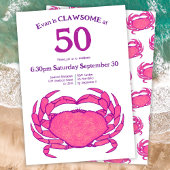 Custom 50th Birthday Bold Pink Crab Seafood Pun Kaart