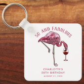 Custom 50th Birthday Flamingo Favors Swag Sleutelhanger (Voorkant)