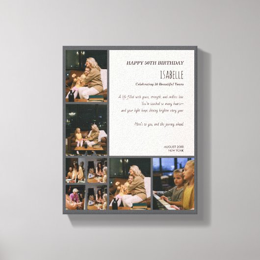 Custom 50th Birthday Photo Collage Canvas Print (Voorkant)