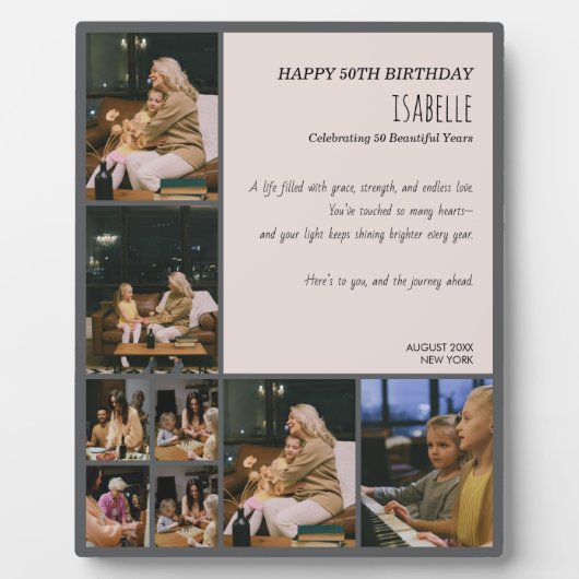 Custom 50th Birthday Photo Collage Plaque (Devant)