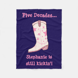 Custom 5 Decades Nog steeds Kickin’ Pink 50ste Ver Fleece Deken