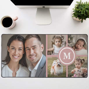 Custom 5 Photo Collage Dusty Pink Family Bureaumat