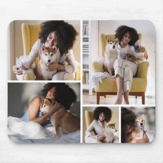 Custom 5 Photo Collage Mousepad Muismat (Voorkant)
