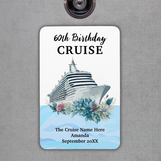 Custom 60th Birthday Cruise Cabin Door Magneet