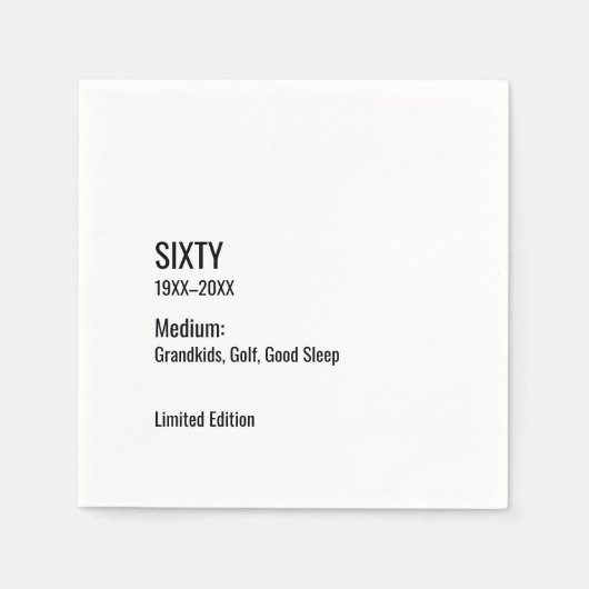 Custom 60th Birthday Funny Museum Label Chic Servet (Voorkant)