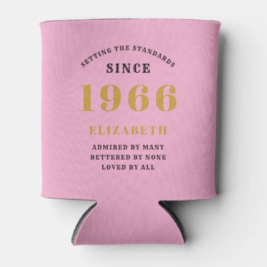 Custom 60th Birthday Pink Gold With Photo Blikjeskoeler (Voorkant)