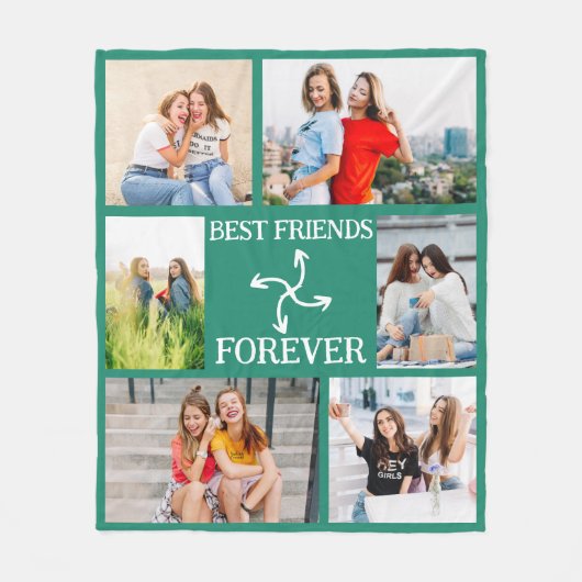 Custom 6 Photo Vertical BFF Gift for Her Text Fleece Deken (Voorkant)