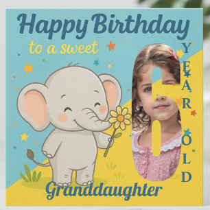 Custom 6th Birthday Elephant Sweet Your Carte phot