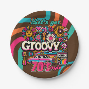 Custom 70's Retro Disco Verjaardag Boogie Groovy Papieren Bordje
