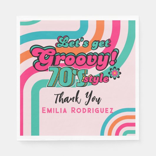 Custom 70's Retro Disco Verjaardag Boogie Groovy Servet (Voorkant)