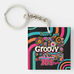 Custom 70's Retro Disco Verjaardag Boogie Groovy Sleutelhanger