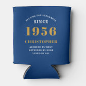 Custom 70th Birthday Blue Gold With Photo Blikjeskoeler (Voorkant)