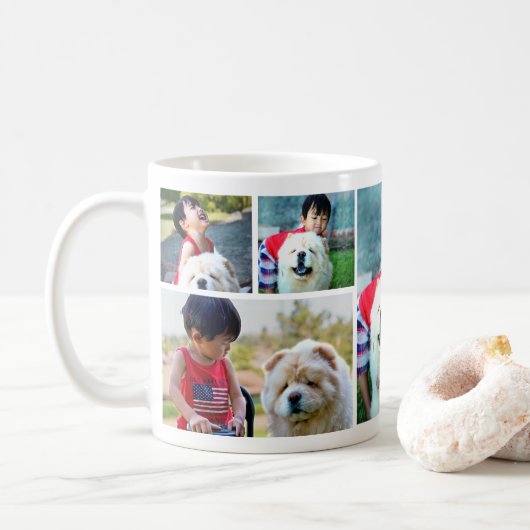 Custom 7 Fotocollage Afbeelding Koffie Mok (Met donut)