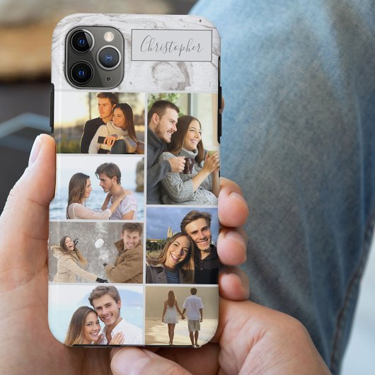 Custom 7 Fotocollage op grijs marmer Case-Mate iPhone Case