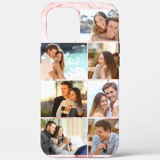 Custom 7 Fotocollage Roze Marmer Case-Mate iPhone Case (Achterkant)