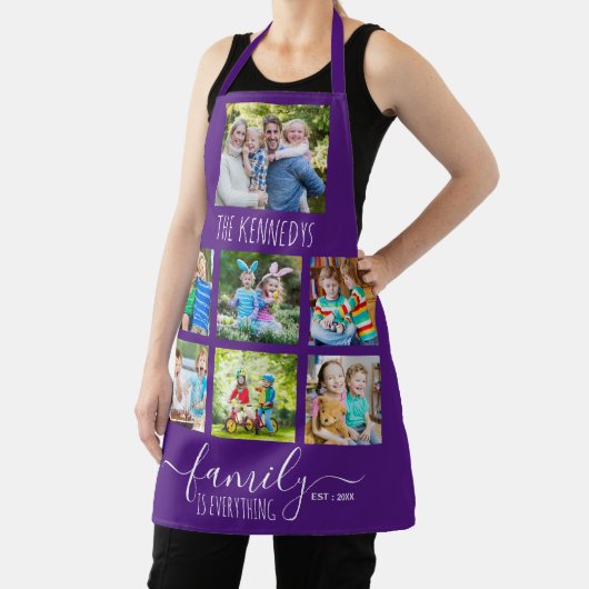 Custom 7 Photo Collage Family Name Quote Purple Schort (Insitu)