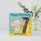 Custom 7th Birthday Elephant Sweet Your Carte phot (Debout devant)