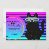 Custom 80's Neon Blast Cool Cat Throwback Party Kaart (Voorkant)
