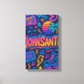 Custom 80s Retro Neon Naam Poster – John Santi Canvas Afdruk (Voorkant)