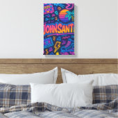 Custom 80s Retro Neon Naam Poster – John Santi Canvas Afdruk (Insitu (Slaapkamer))