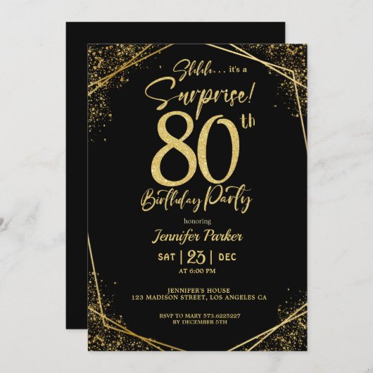Custom 80th Birtrhday Invitation (Devant / Derrière)
