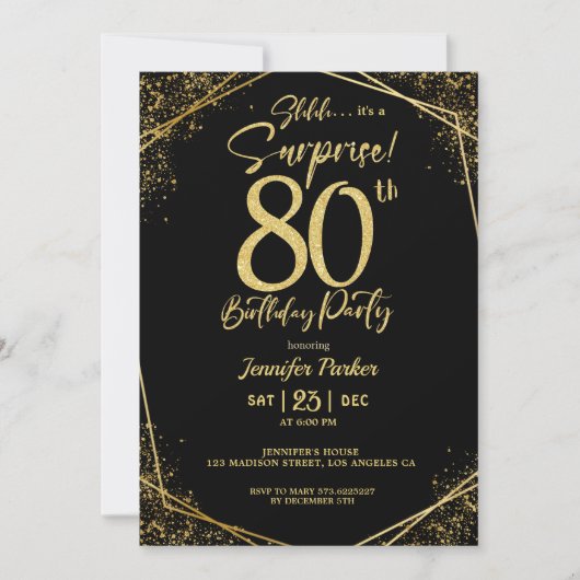 Custom 80th Birtrhday Invitation Kaart (Voorkant)