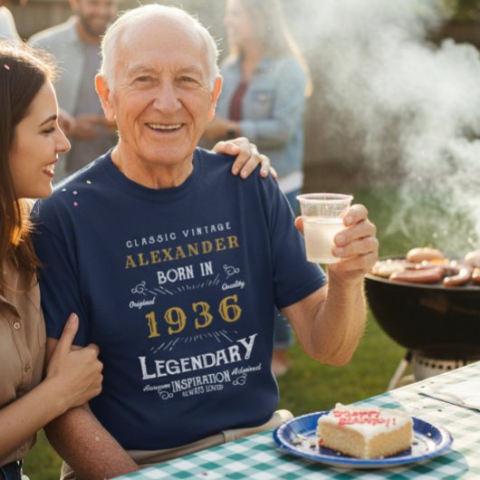 Custom 90th Birthday T-Shirt - Born in 1936 Legend