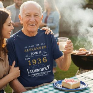 Custom 90th Birthday T-Shirt - Né en 1936 Légende