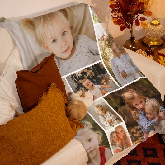 Custom 9 Photo Fleece Blanket