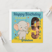 Custom 9th Birthday Elephant Sweet Your Carte phot (Devant/Arrière en situation)