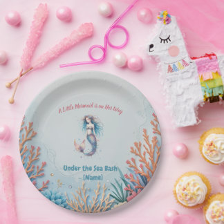Custom A Little Mermaid is onderweg onder zee Papieren Bordje