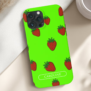 Custom Aardbei Groen iPhone 13 Pro Max Hoesje