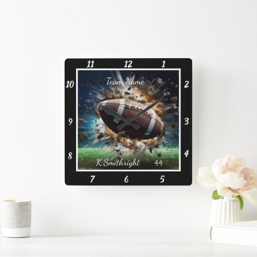 Custom Action Football Vierkante Klok (Huis)