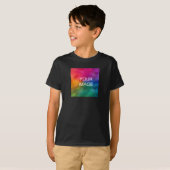 Custom Afbeelding Sjabloon Boys Dubbelzijdig Zwart T-shirt (Voorkant volledig)