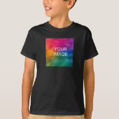 Custom Afbeelding Sjabloon Boys Dubbelzijdig Zwart T-shirt (Voorkant)