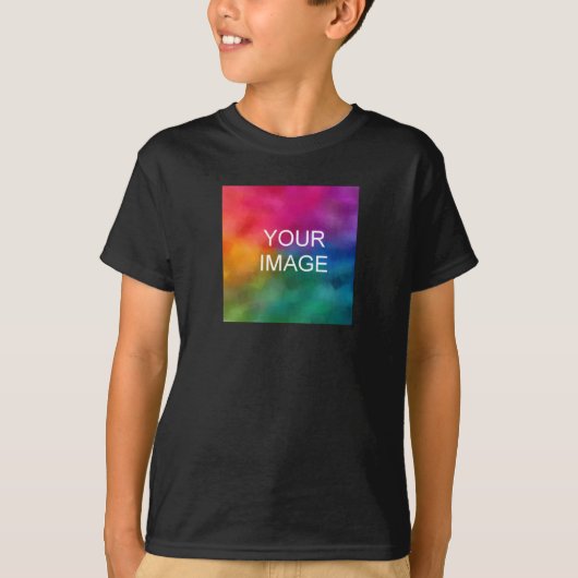 Custom Afbeelding Sjabloon Boys Dubbelzijdig Zwart T-shirt (Voorkant)