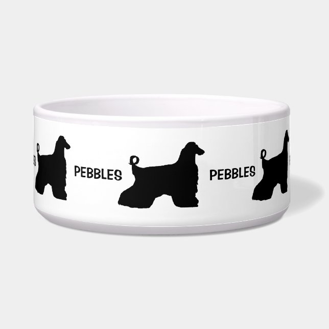 Custom Afghan Hound Dog Silhouette Voerbakje (Voorkant)